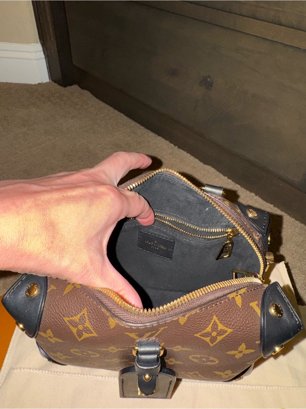 Louis Vuitton Monogram Petite Malle Souple Brown & Black (Gold Hardware) - Picture 12 of 15